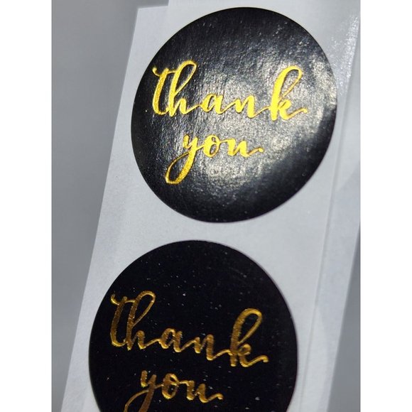 Express Your Gratitude with Black Gold Writing Thank You Stickers - Picture 6 of 9